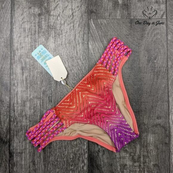 Luli Fama Sunset Angel Braided Side Full Bikini Bottom Swimsuit Size XS - Picture 3 of 4